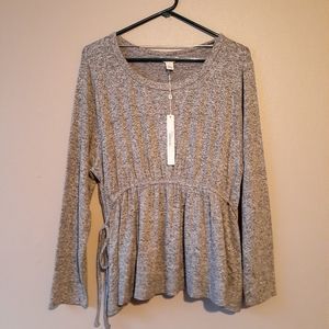 NWT Caslon Nordstrom Cozy Tie Waist Peplum Top